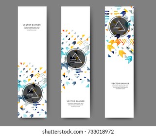 Set of abstract vertical web banner templates with geometric elements background. Different sizes