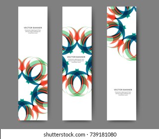 Set of abstract vertical web banner templates with floral background