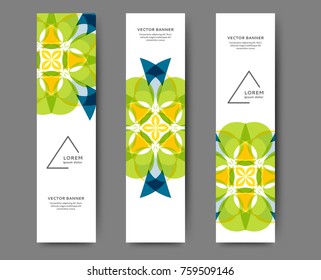 Set of abstract vertical web banner templates with floral background