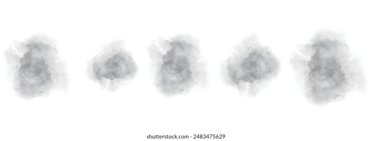 Set of abstract very dark grayish blue watercolor water splash on a white background. Vector watercolour texture in salad color. Ink paint brush stain. Blue splatters spot. Watercolor pastel splash