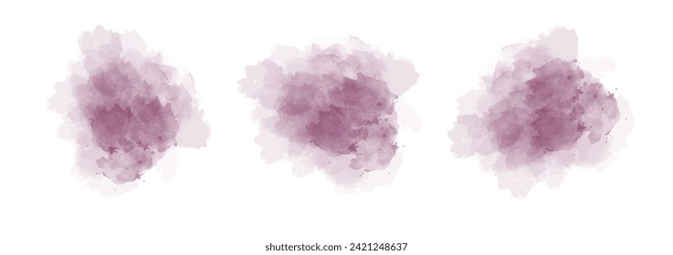 Set von abstraktem, sehr dunkelrosa Wasser Farbe Wasser splash auf weißem Hintergrund. Vektorwasserfarbe in Salatfarbe. Farbpinselfleck. Sehr dunkelrosa Plättchen. Pastell-Splint