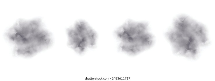 Set of abstract very dark violet watercolor water splash on a white background. Vector watercolour texture in salad color. Ink paint brush stain. Violet splatters spot. Watercolor pastel splash