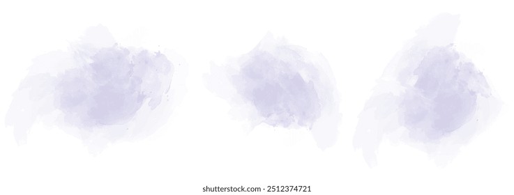 Set of abstract very soft blue watercolor water splash on a white background. Vector watercolour texture in salad color. Ink paint brush stain. Soft blue splatters spot. Watercolor pastel splash