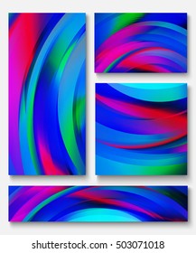 Set of abstract vibrant backdrops of blue, red, green and violet shades