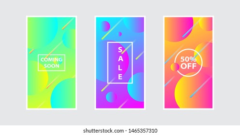 set of abstract vibrant poster designs. colorful gradient shapes background