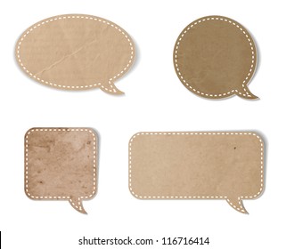 A set of abstract vintage old paper speech bubbles