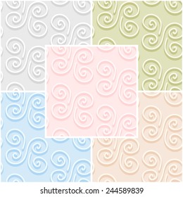 Set of abstract vintage seamless patterns in pastel colors. Vector eps 10.