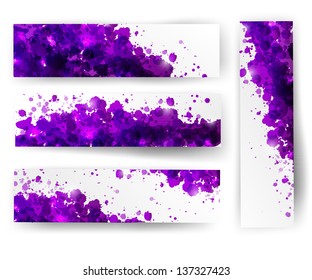 Set of abstract violet and white backgrounds. Vector illustration