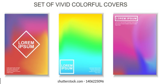 Set Of Abstract Vivid Colorful Gradients For Poster, Cover, Card, Brochure, Banner. Minimalistic Design. Vector Illustration.