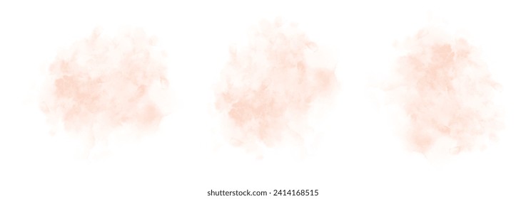 Set of abstract vivid orange watercolor water splash on a white background. Vector watercolour texture in salad color. Ink paint brush stain. Green splatters spot. Watercolor pastel splash