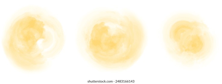 Set of abstract vivid orange watercolor water splash on a white background. Vector watercolour texture in salad color. Ink paint brush stain. Vivid orange splatters spot. Watercolor pastel splash
