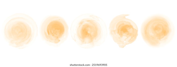 Conjunto de abstrato cor de água laranja vívida salpicar em um fundo branco. Textura de aquarela vetorial em cor de salada. Mancha de pincel de tinta. Manchas de laranja vívido. Mancha pastel aquarela