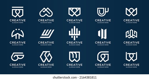 set of abstract w logo template. initial letter W design template inspiration.