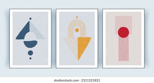 Conjunto de arte mural abstracto. Arte digital de diseño interior. Ilustración vectorial.