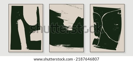 Set of abstract wall art vector background. Wall decor design with green paint, shapes, watercolor texture. Abstract watercolor painting for wall decoration, interior, prints, cover, and postcard.