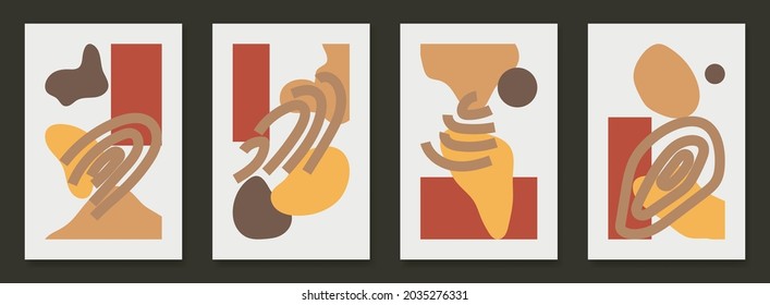 Set of Abstract wall modern posters. Organic art vector illustration