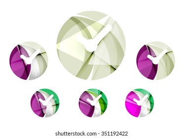 Set of abstract watch icons, business logotype concepts, clean modern geometric design. Created with transparent abstract wave lines