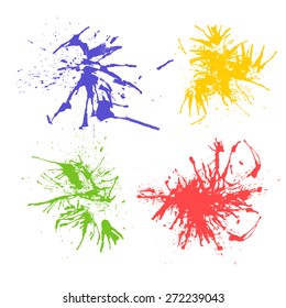 Set of Abstract Watercolor art hand paint on white background. Vector collection Colorful Drops, blots and Spray for your design.