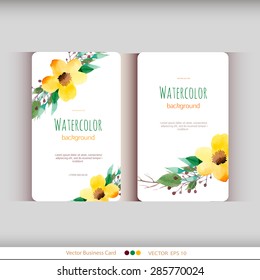 Set of abstract watercolor cards. Watercolor flowers.Vector illustration