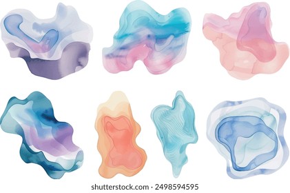 set abstract watercolor hand painted brushstroke background, pastel colors