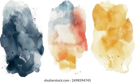 set abstract watercolor hand painted brushstroke background, natural colors