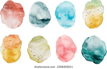 set abstract watercolor hand painted brushstroke background, pastel colors	