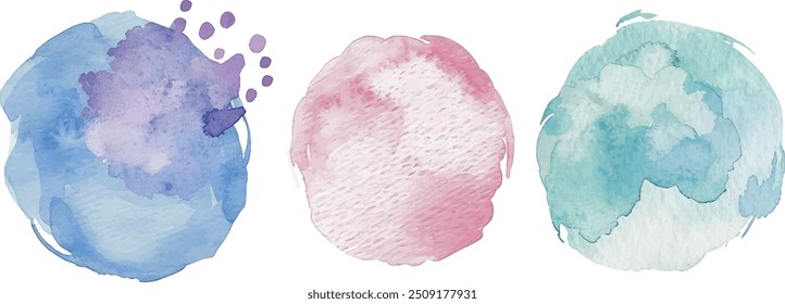 set abstract watercolor hand painted brushstroke background, pastel colors	
