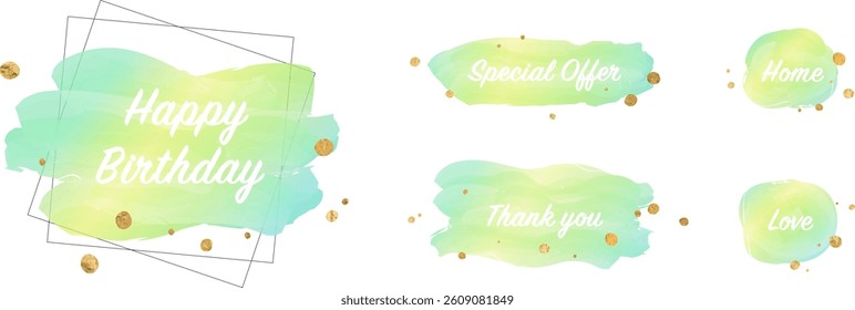 Set of abstract watercolor icon.