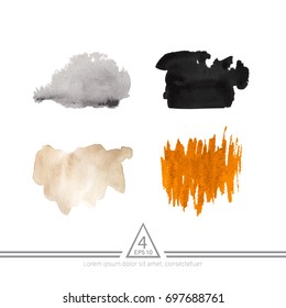 Set of Abstract watercolor on a light background.The color splashing in the paper. Hand drawn Vector illustration