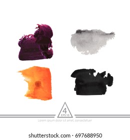 Set of Abstract watercolor on a light background.The color splashing in the paper. Hand drawn Vector illustration