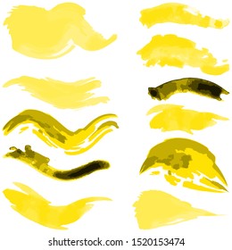 Set of abstract watercolor paint strokes. Isolated over white background. Vector illustration