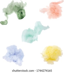 Conjunto de salpicaduras de acuarela abstractas de varios colores