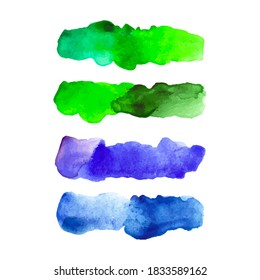 Set abstract watercolor stain. With space for copy text. For banner, poster, packaging design. Hand drawn vector illustration.