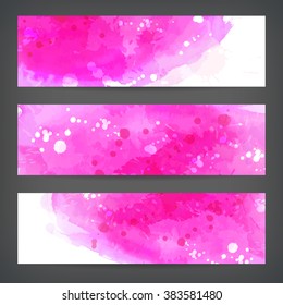 Set abstract watercolor vector hand paint banners with splash. 