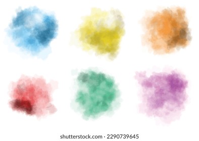 Set of abstract watercolor water splash on a white background. Vector watercolour texture in salad color. Ink paint brush stain. splatters spot. Watercolor pastel splash