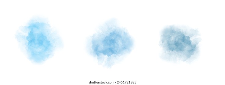 Set of abstract watercolor water splash on a white background. Vector watercolour texture in salad color. Ink paint brush stain. Splatters spot. Watercolor pastel splash
