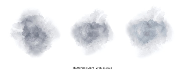 Set of abstract watercolor water splash on a white background. Vector watercolour texture in salad color. Ink paint brush stain. Splatters spot. Watercolor pastel splash