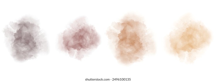Set of abstract watercolor water splash on a white background. Vector watercolour texture in salad color. Ink paint brush stain. Splatters spot. Watercolor pastel splash