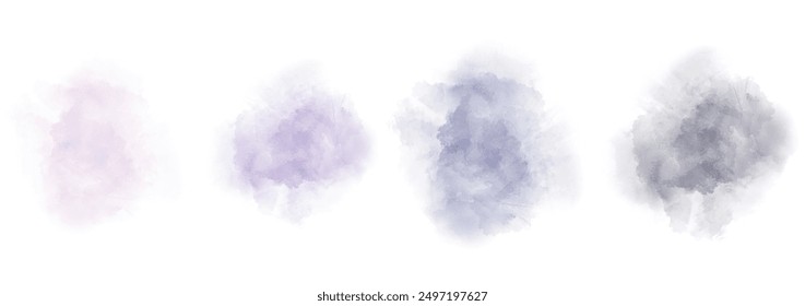 Set of abstract watercolor water splash on a white background. Vector watercolour texture in salad color. Ink paint brush stain. Splatters spot. Watercolor pastel splash