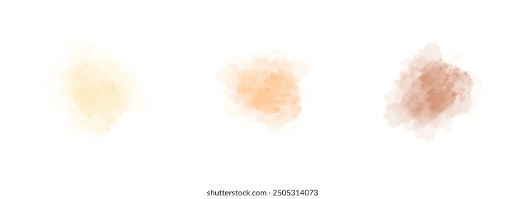 Set of abstract watercolor water splash on a white background. Vector watercolour texture in salad color. Ink paint brush stain. Splatters spot. Watercolor pastel splash