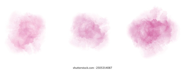 Set of abstract watercolor water splash on a white background. Vector watercolour texture in salad color. Ink paint brush stain. Splatters spot. Watercolor pastel splash