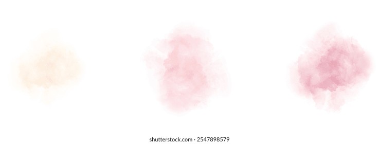 Set of abstract watercolor water splash on a white background. Vector watercolour texture in salad color. Ink paint brush stain. Splatters spot. Watercolor pastel splash