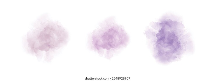 Set of abstract watercolor water splash on a white background. Vector watercolour texture in salad color. Ink paint brush stain. Splatters spot. Watercolor pastel splash