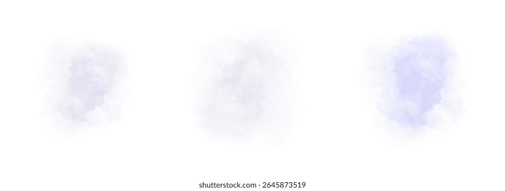 Conjunto de abstrato aquarela salpicos em um fundo branco. Textura de aquarela vetorial em cor de salada. Mancha de pincel de tinta. Mancha Splatters. Mancha pastel aquarela