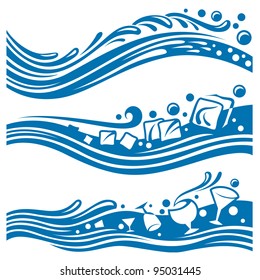set of abstract waters designs