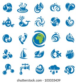 set of abstract waters icons