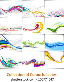 set of abstract wave line background, vector illustration