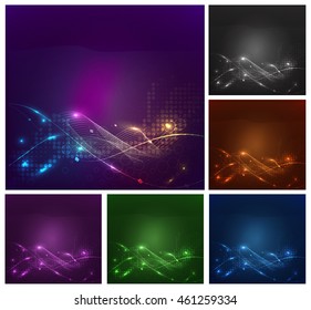 Set of abstract wave line background, vector illustration