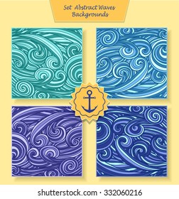 Set Abstract waves or circle hair background in marine blue  dark blue colors for banners or for package or template for advertising cosmetic perfumer 