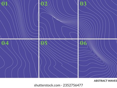 Conjunto de ondas abstractas líneas de arte azul y blanco